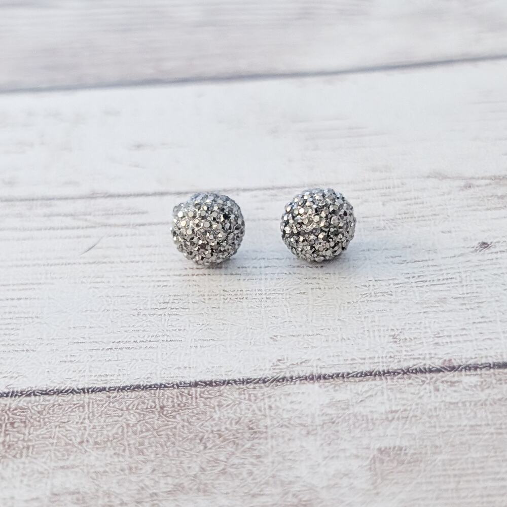 Domed Raised Dot Design Silver Tone Stud Earrings